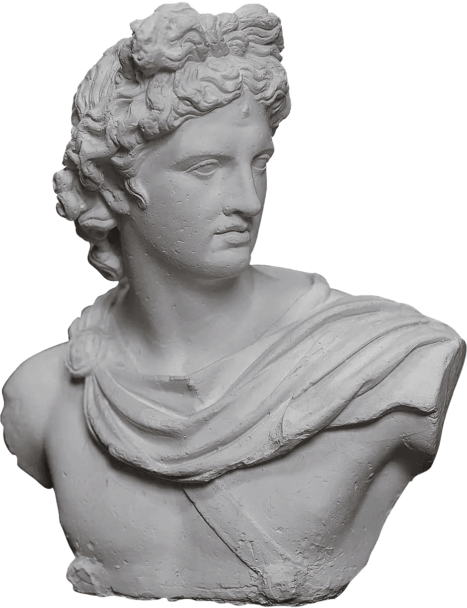 Sculptural Apollo portrait used as a source for the RSH particle field.
